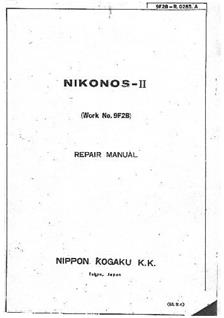 Nikon Nikonos 2 manual. Camera Instructions.